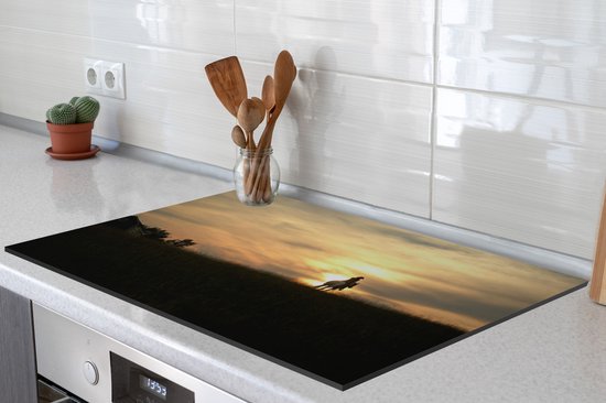 KitchenYeah® Inductie beschermer 81x52 cm - Paarden - Zonsondergang - Natuur - Kookplaataccessoires - Afdekplaat voor kookplaat - Inductiebeschermer - Inductiemat - Inductieplaat mat