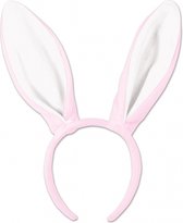 2x Diadeem met roze konijnen / hazen oren - Feest diadeem konijn / paashaas