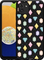 Hoesje Zwart Geschikt voor Samsung Galaxy A03 Diamonds