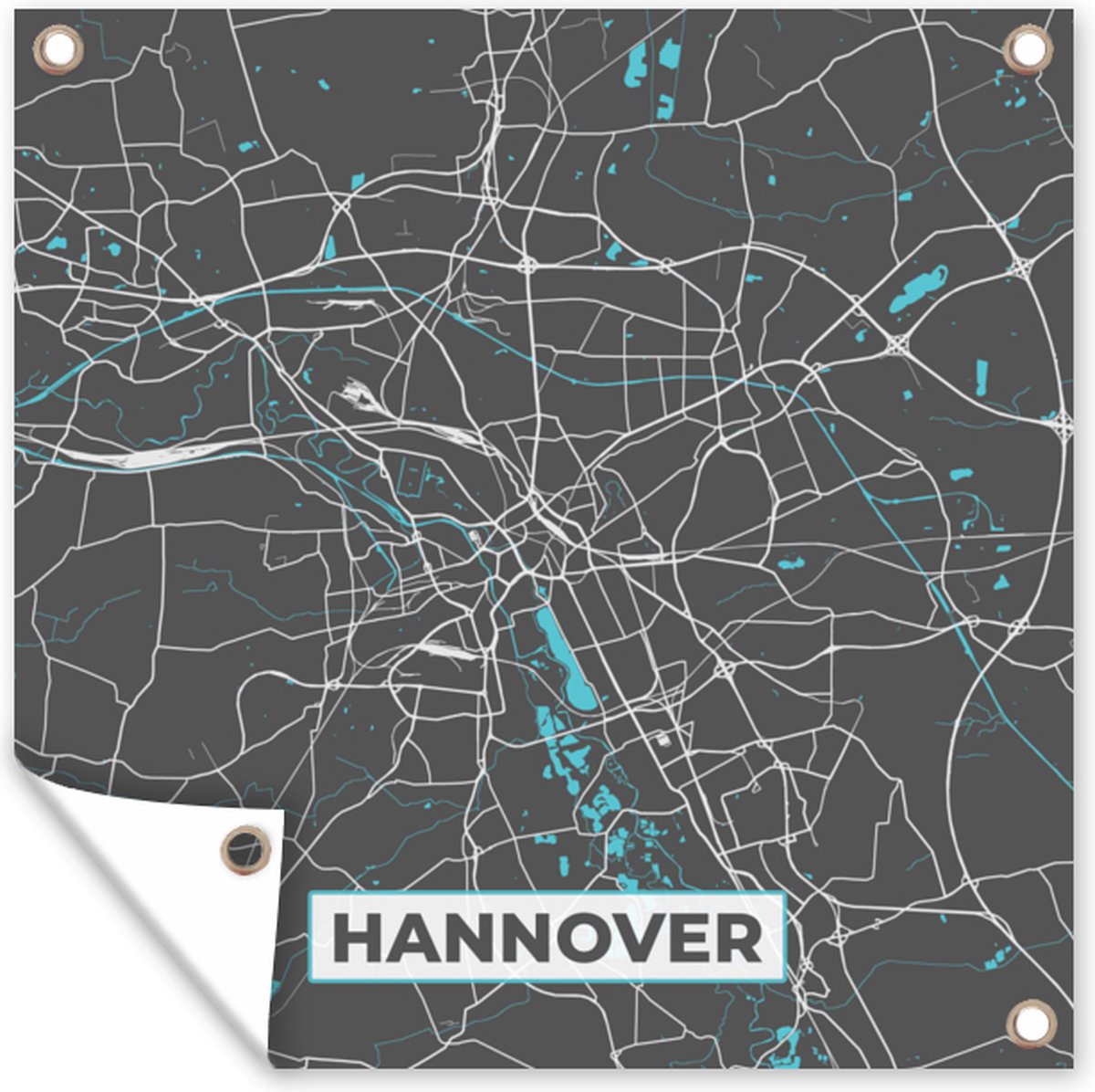 Tuin Poster Blauw Duitsland Plattegrond Stadskaart Kaart Hannover X Cm Bol Com