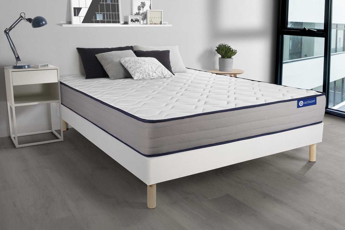 Complete boxspring met matras tweepersoons- Actisom Actilatex form wit - Latex en traagschuim - 120 x 210 cm