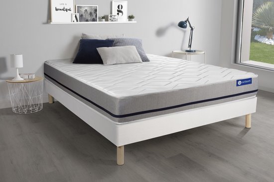 Complete boxspring met matras tweepersoons- Actisom Actilatex soft wit - Latex en traagschuim - 120 x 190 cm