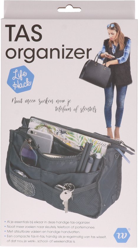 Tas Organizer - Bag in Bag - SNEL VAN TAS WISSELEN! - Handig als je regelmatig van tas wisselt. Met afsluitbare vakken en handvatten.