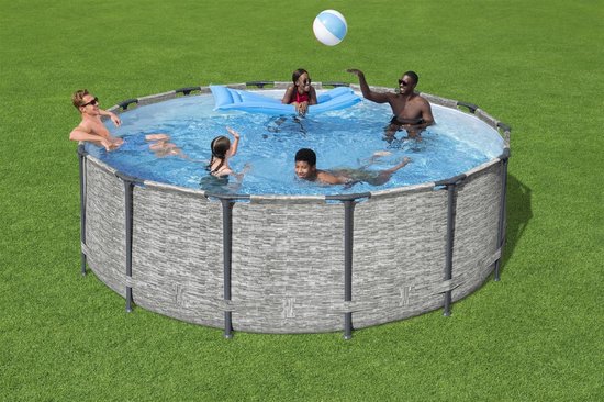 Bestway piscine acier pro max set bande de pierre ronde 427