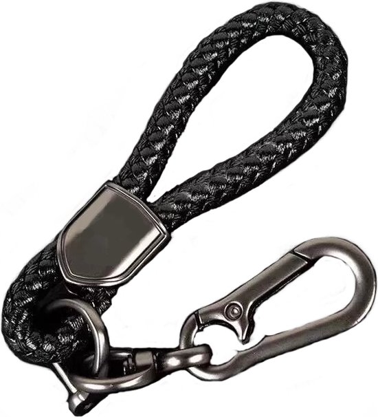 Karabijnhaak sleutelhanger - Met draaibare D-shackle - Zwart