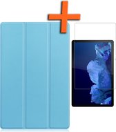 Hoes Geschikt voor Lenovo Tab P11 Plus Hoes Tri-fold Tablet Hoesje Case Met Screenprotector - Hoesje Geschikt voor Lenovo Tab P11 Plus Hoesje Hardcover Bookcase - Lichtblauw