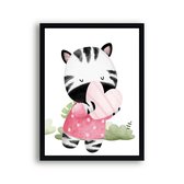 Poster Liefde zebra - hartjes / liefde geven / Jungle / Safari / Dieren Poster / Babykamer - Kinderposter 40x30cm