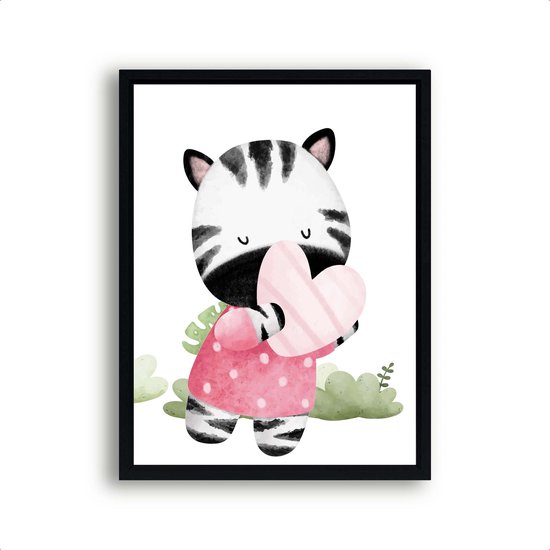 Poster Liefde zebra - hartjes / liefde geven / Jungle / Safari