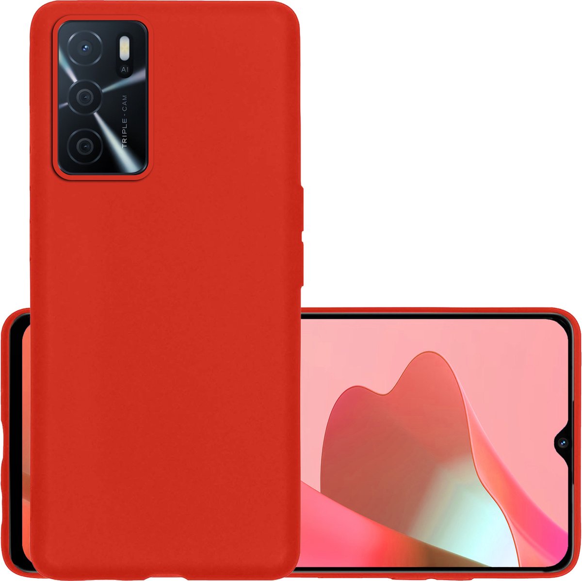 Hoesje - Geschikt voor OPPO A16 - Sterk & Shockproof - Hoes Cover - Siliconen Case - Rood
