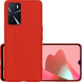Hoes Geschikt voor OPPO A16 Hoesje Cover Siliconen Back Case Hoes - Rood.