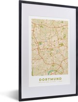Fotolijst incl. Poster - Plattegrond - Dortmund - Stadskaart - Vintage - Kaart - 40x60 cm - Posterlijst