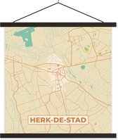 Porte-affiche avec affiche - Affiche scolaire - België - Herk-de-Stad - Carte - Plan de la ville - Plan - 90x90 cm - Lattes noires