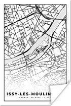 Poster Kaart - Stadskaart - Frankrijk - Plattegrond - Issy-les-Moulineaux - Zwart wit - 80x120 cm