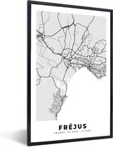 Cadre photo avec affiche - France - Fréjus - Plan de la ville - Plan d'étage - Carte - 40x60 cm - Cadre pour affiche