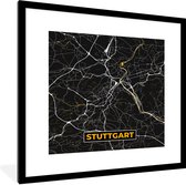 Fotolijst incl. Poster - Stuttgart - Goud - Plattegrond - Kaart - Stadskaart - Duitsland - 40x40 cm - Posterlijst