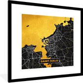 Fotolijst incl. Poster - Plattegrond – Saint-Malo – Stadskaart – Kaart – Frankrijk - 40x40 cm - Posterlijst