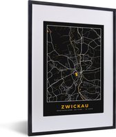 Fotolijst incl. Poster - Stadskaart – Plattegrond – Duitsland – Goud – Zwickau – Kaart - 30x40 cm - Posterlijst