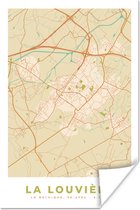 Affiche Carte - Vintage - La Louvière - Plan - Plan de la ville - 60x90 cm