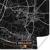 Poster Black and Gold – Stadskaart – Willich – Duitsland – Plattegrond – Kaart - 50x50 cm