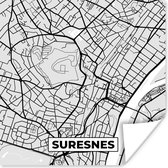Affiche Plan - Carte - Plan de ville - France - Suresnes - 75x75 cm