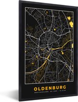 Fotolijst incl. Poster - Oldenburg - Duitsland - Goud - Stadskaart - Plattegrond - Kaart - 60x90 cm - Posterlijst