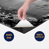 Chefcare Inductie Beschermer Vissen met Haaien in de Oceaan met Koraalrif - Zwart Wit - 57,6x51,6 cm - Afdekplaat Inductie - Kookplaat Beschermer - Inductie Mat