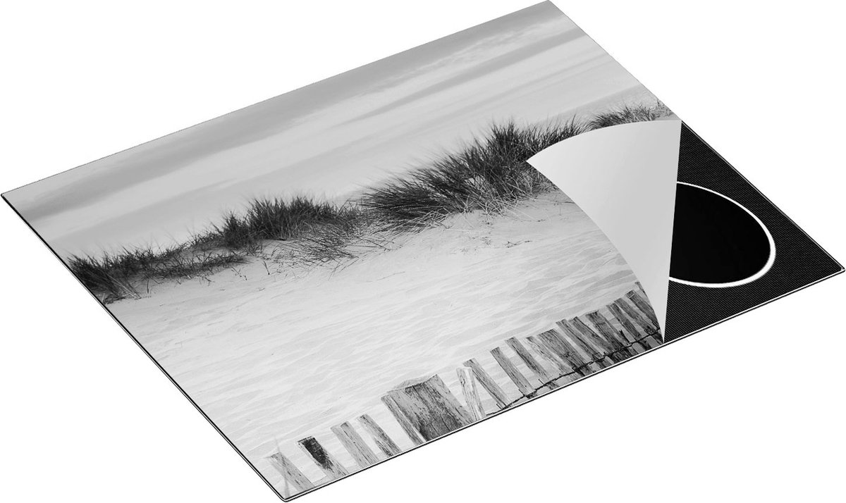 Chefcare Inductie Beschermer Zand Duinen aan het Strand - Zwart Wit - 65x52 cm - Afdekplaat Inductie - Kookplaat Beschermer - Inductie Mat