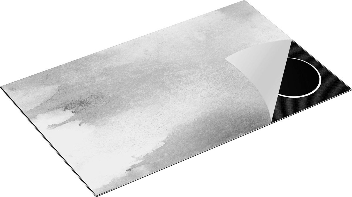 Chefcare Inductie Beschermer Abstracte Kunst - Beige - Zwart Wit - 85x52 cm - Afdekplaat Inductie - Kookplaat Beschermer - Inductie Mat