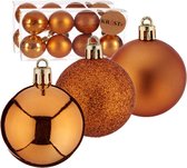 24x stuks kerstballen oranje kunststof diameter 5 cm - Kerstboom versiering