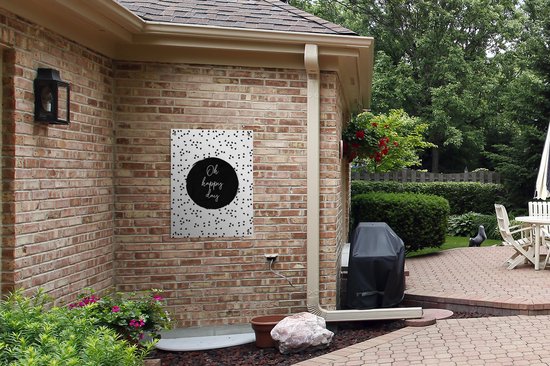 Décoration de jardin - Proverbes - Citations - Oh happy day - Points - Jardin - 60x80 cm - Affiche jardin - Tissu jardin