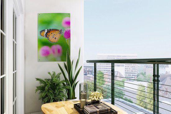 Affiche jardin - Papillon - Insectes - Fleurs - Fauna - Décoration de jardin - 40x60 cm - Toile jardin