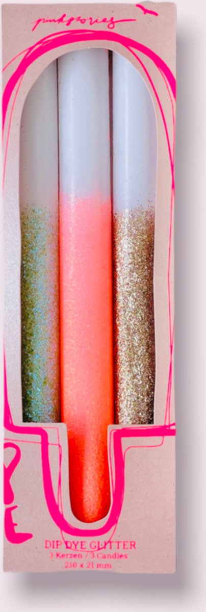 Pink Stories dip dye glitter kaarsen - kaarsen - special anniversary — cadeau in Wonen & Interieur - foto 4