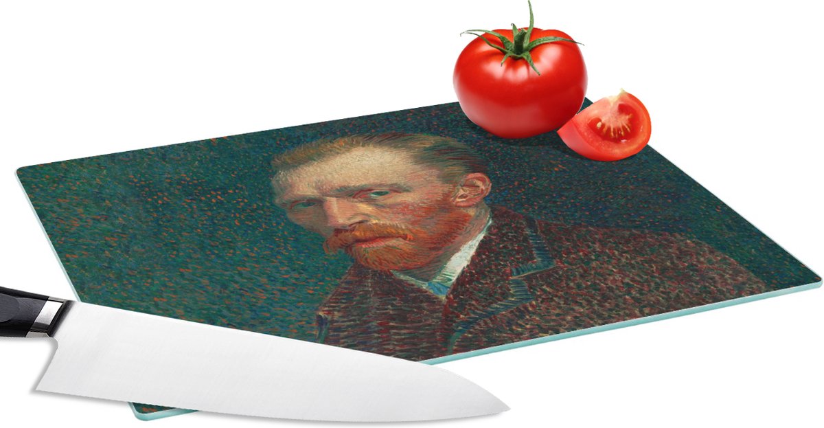Glazen Snijplank - 28x20 - Kunst - Van Gogh - Oude meesters - Zelfportret - Snijplanken Glas
