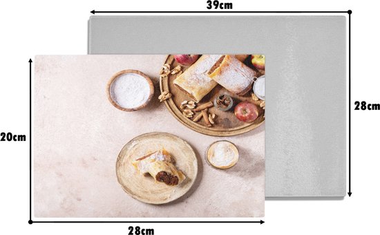 Planche à découper en Verres - 28x20 - Pâtisserie - Herbes - Fruits - Strudel aux pommes - Planches à découper en Glas