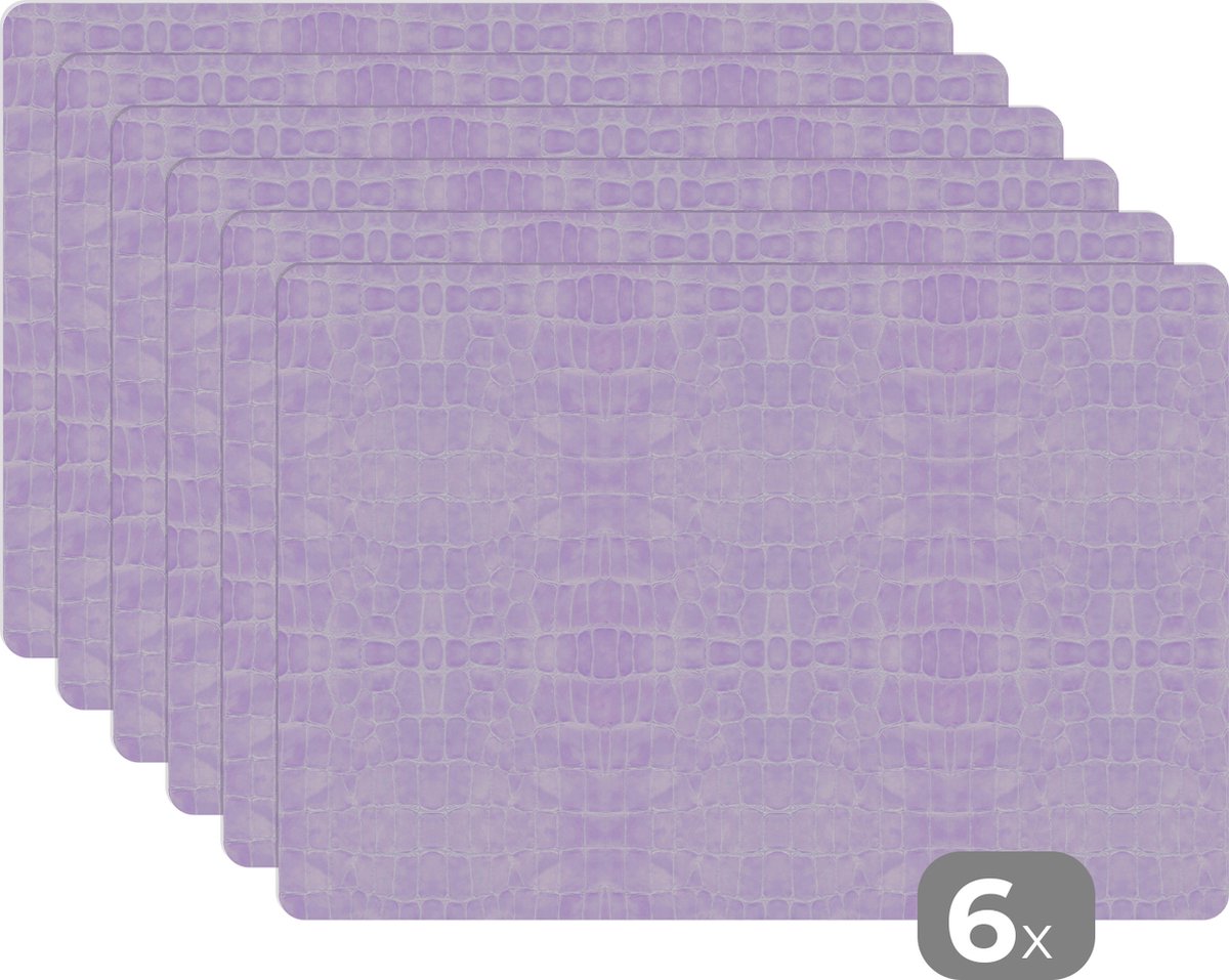 Placemats - Leer - Paars - Structuur - Onderlegger Tafel - 45x30 cm - 6 stuks - Borden onderzetters
