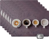 Placemat - Placemats kunststof - Koffie - Keuken - Industrieel - 45x30 cm - 6 stuks - Hittebestendig - Anti-Slip - Onderlegger - Afneembaar