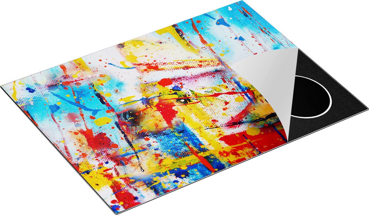 Chefcare Inductie Beschermer Abstracte Kunst - Kleurvolle Hand Gemaakte Acryl - 70x52 cm - Afdekplaat Inductie - Kookplaat Beschermer - Inductie Mat