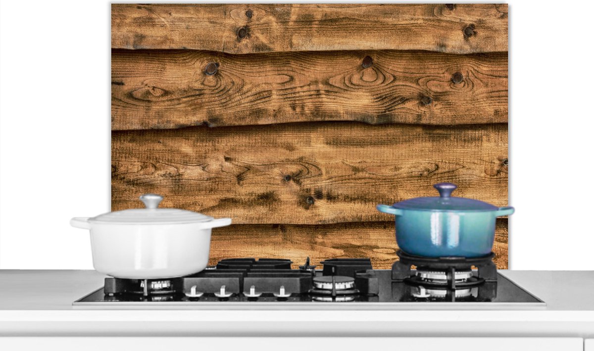 KitchenYeah - Spatscherm keuken - Spatbord - Plank - Hout - Rustiek - Keuken - Spatwand - 80x55 cm