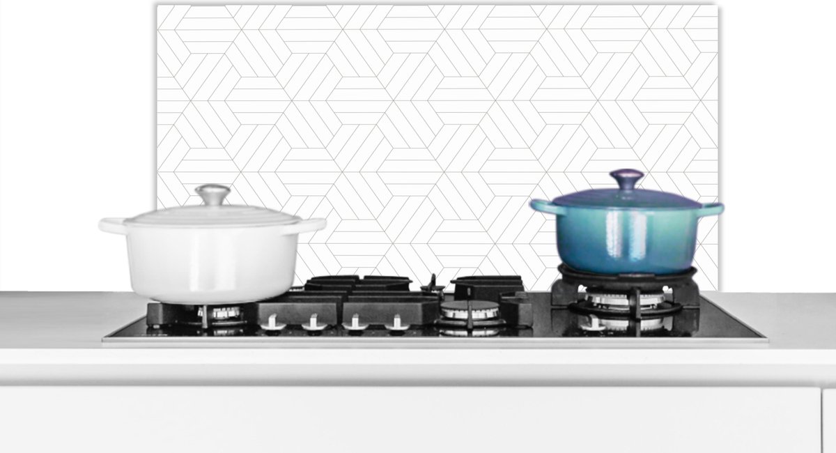 Spatscherm - Design - Keuken - Patronen - Lijn - Zwart - Wit - Spatwand - 80x40 cm