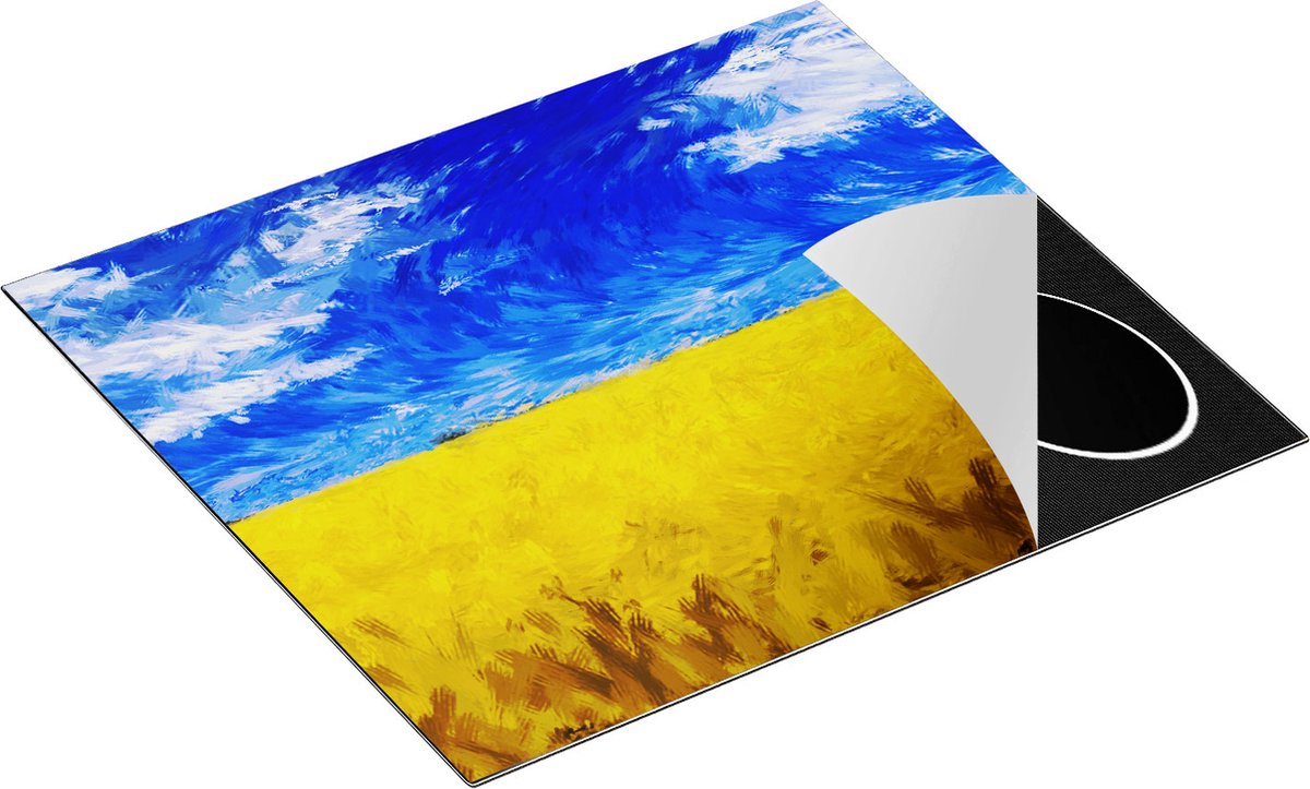 Chefcare Inductie Beschermer Abstracte Kunst - Landschap van Veld Graan - 59x51 cm - Afdekplaat Inductie - Kookplaat Beschermer - Inductie Mat