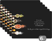 Placemat - Placemats kunststof - Spreuken - Oma's Recept - Oma - Quotes - Koken - 45x30 cm - 6 stuks - Hittebestendig - Anti-Slip - Onderlegger - Afneembaar