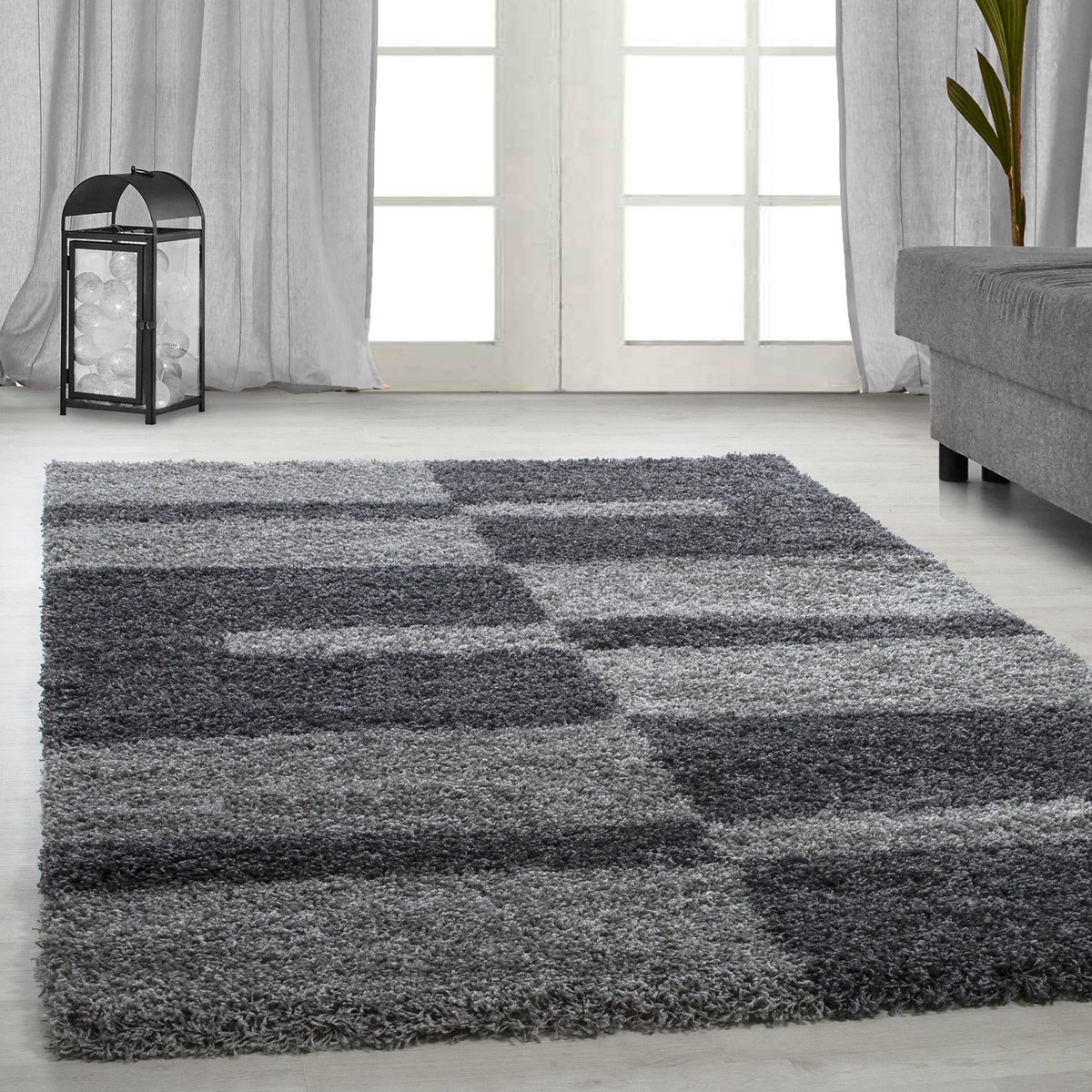 Muratap Tapijtenloods Gala Shaggy vloerkleed Grijs Hoogpolig- 240x340 CM