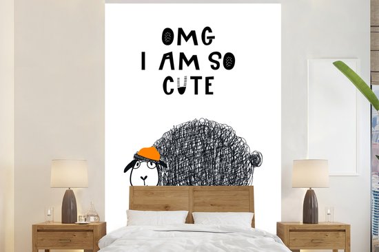 Illustration pour enfants avec la citation 'OMG je suis si mignon' et un mouton 160x240 cm