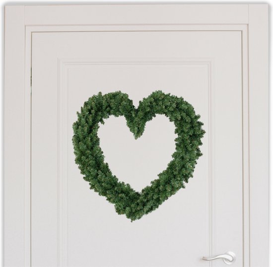 Groene deurkrans in hart vorm 50 cm - Deurkransen - kransen