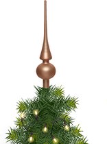Kerstboom glazen piek bruin mat 26 cm - Pieken/kerstpieken
