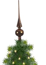 Kerstboom glazen piek bruin glans 26 cm - Pieken/kerstpieken