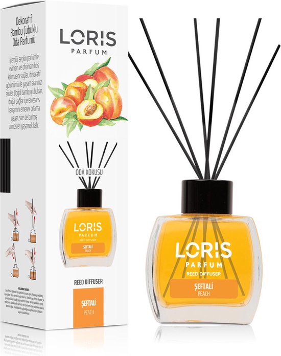 LORIS - Parfum - Geurstokjes - Huisgeur - Huisparfum - Peach - 120ml
