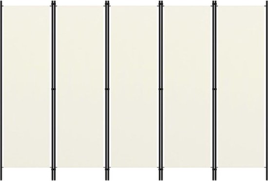 vidaXL - Kamerscherm - met - 5 - panelen - 250x180 - cm - crèmewit