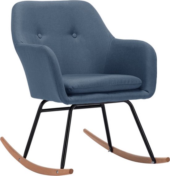 Fauteuil à bascule vidaXL - Blauw - Fauteuil confortable - Fauteuil de Relax - Meubilair d'extérieur - Mobilier de balcon