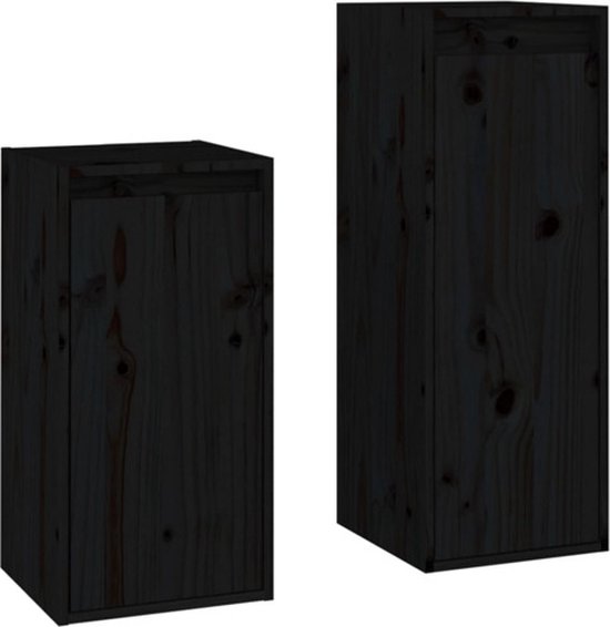 vidaXL-Tv-meubelen-2-st-massief-grenenhout-zwart